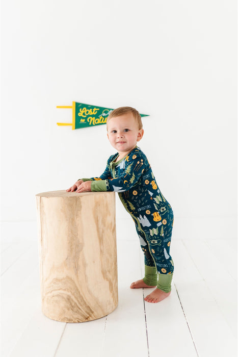 Bamboo One Piece Zip Pajama - Camping Adventure