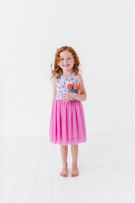Pink tulle skirt and bamboo fabric dress on  a little girl