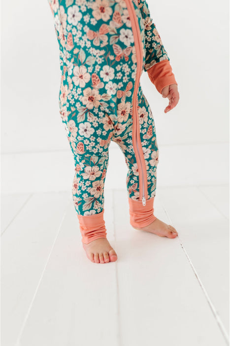 Baby Girl Pink Onepiece Zip Romper by Bird and Bean