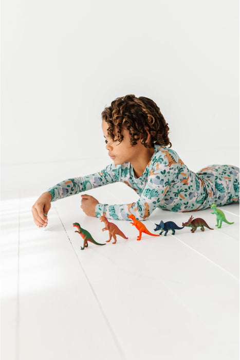 Bamboo Dinosaur Pajama Set  Top and Bottom -Rex Dinosaur Design - Bird and Bean