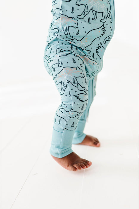 Cosmo Constellation Baby Romper - Sky Blue Bamboo Footie style | Bird & Bean