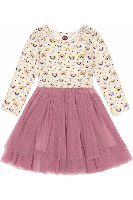 Long Sleeved Tulle Dress - Rainbow