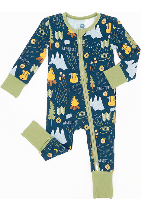 Bamboo One Piece Zip Pajama - Camping Adventure