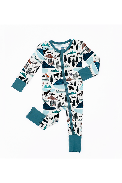 Bamboo One Piece Zip Pajama - Into the Wild