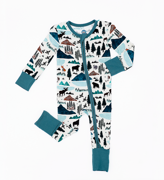 Bamboo One Piece Zip Pajama - Into the Wild