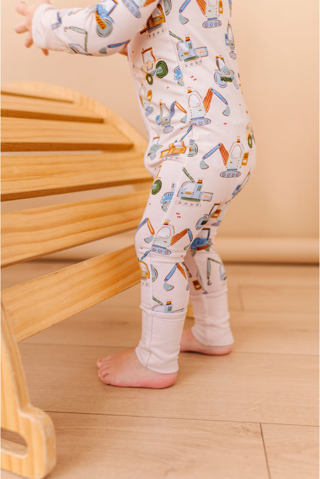 Bamboo One Piece Zip Pajama -Little Builder