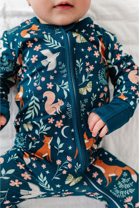 Bamboo One Piece Zip Pajama - Alice