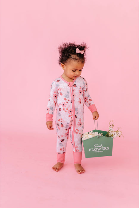 Bamboo One Piece Zip Pajama -Garden