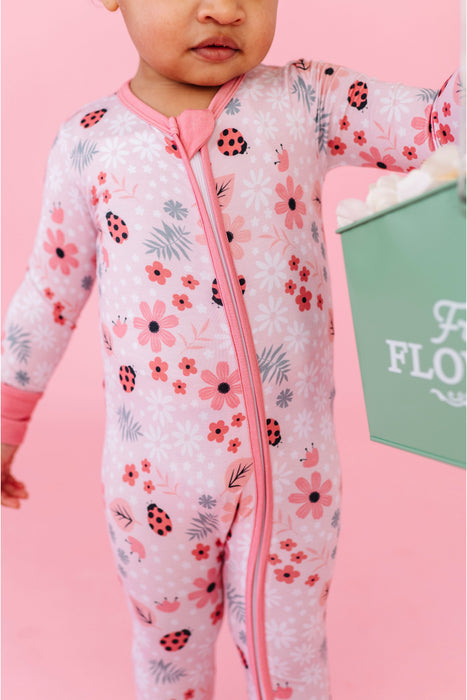 Bamboo One Piece Zip Pajama -Garden