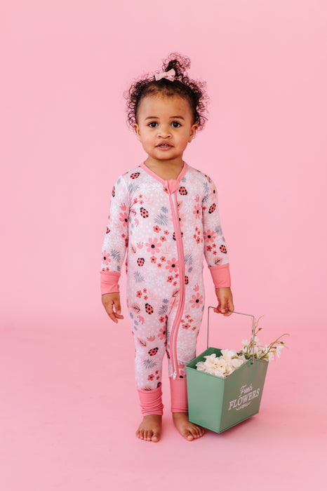Bamboo One Piece Zip Pajama -Garden