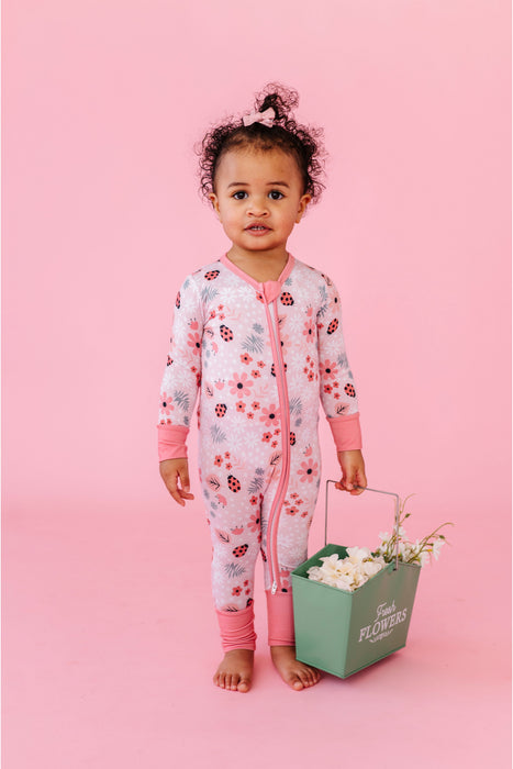Bamboo One Piece Zip Pajama -Garden
