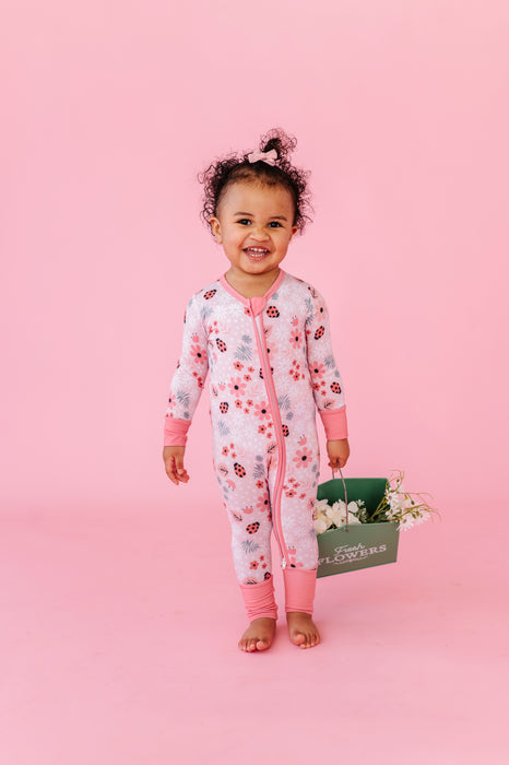 Bamboo One Piece Zip Pajama -Garden