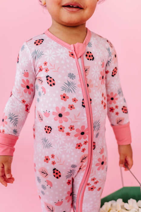 Bamboo One Piece Zip Pajama -Garden