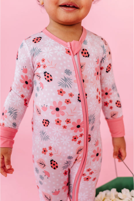 Bamboo One Piece Zip Pajama -Garden