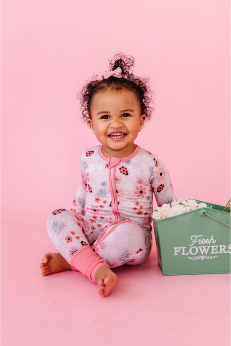 Bamboo One Piece Zip Pajama -Garden