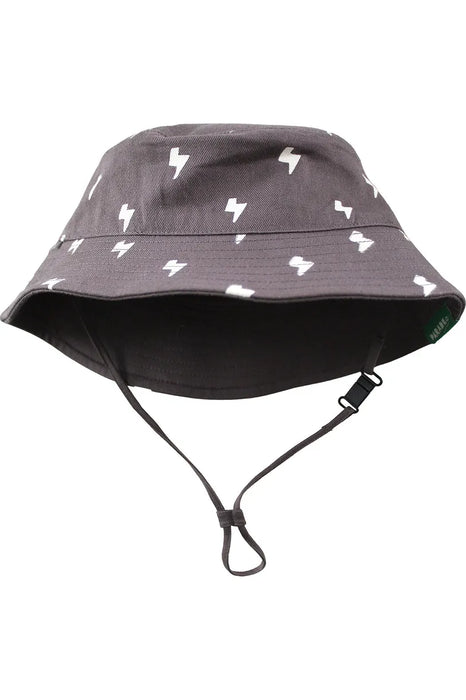 Reversible Organic Cotton Bucket Hat - Charcoal Lightning