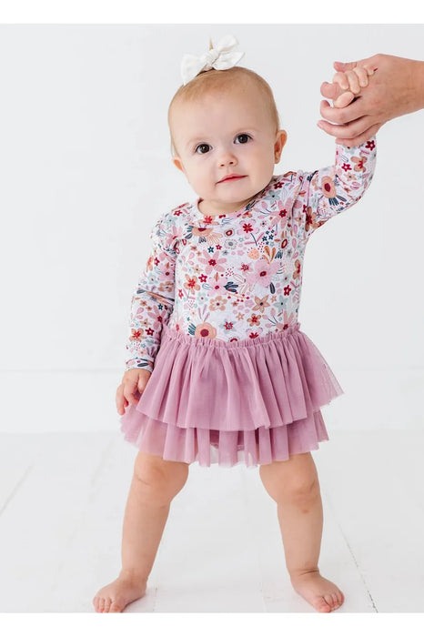 Tulle Skirted Bamboo Bodysuit - Blossom