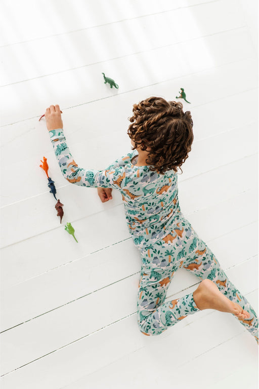 Bamboo PJ Set for Kids with Dinosaur Print - Bird and Bean