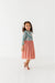 Bamboo Tulle Dress on little girl model  - Juniper print with pink skirt _ Bird and Bean