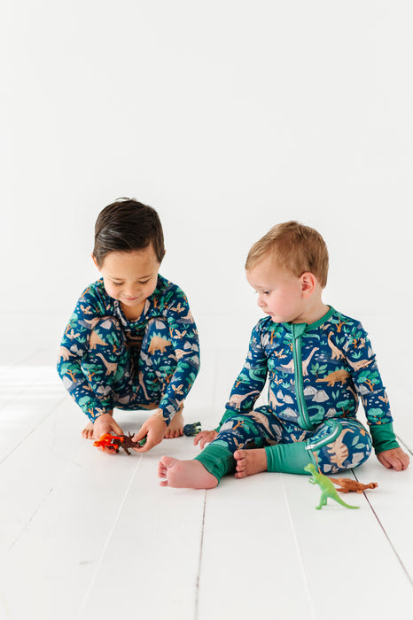 Bamboo One Piece Zip Pajama - Arlo Dino