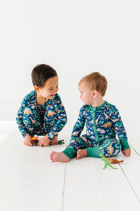 Bamboo One Piece Zip Pajama - Arlo Dino