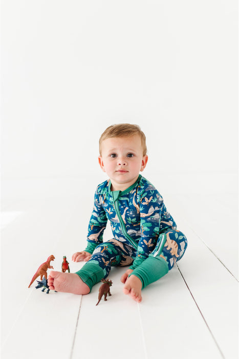 Bamboo One Piece Zip Pajama - Arlo Dino