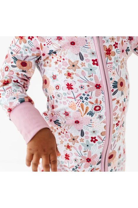 Bamboo One Piece Zip Pajama - Blossom