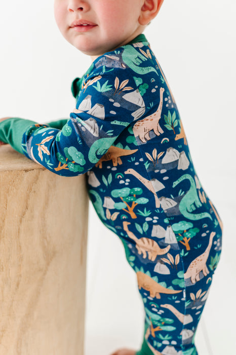 Bamboo One Piece Zip Pajama - Arlo Dino