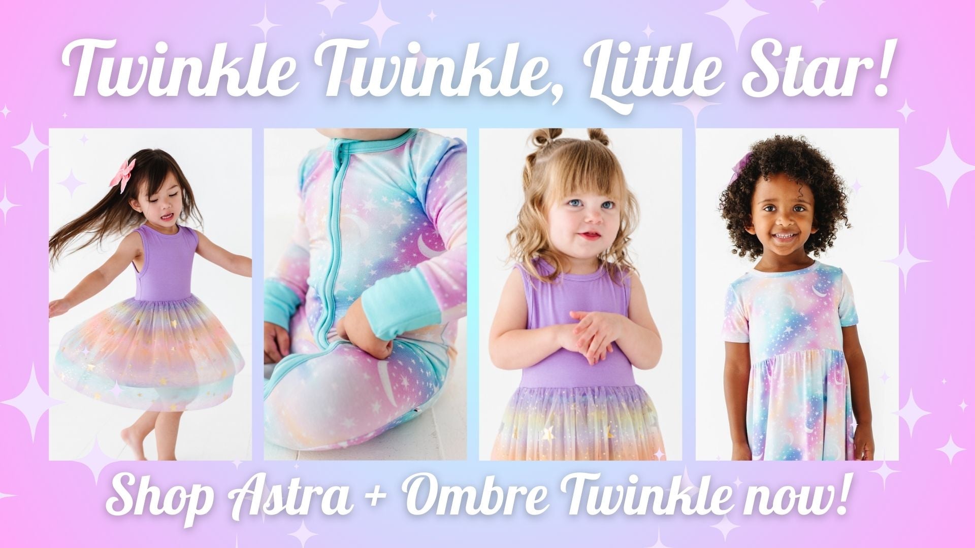 Banner of child models in Astra Star Print bamboo clothing