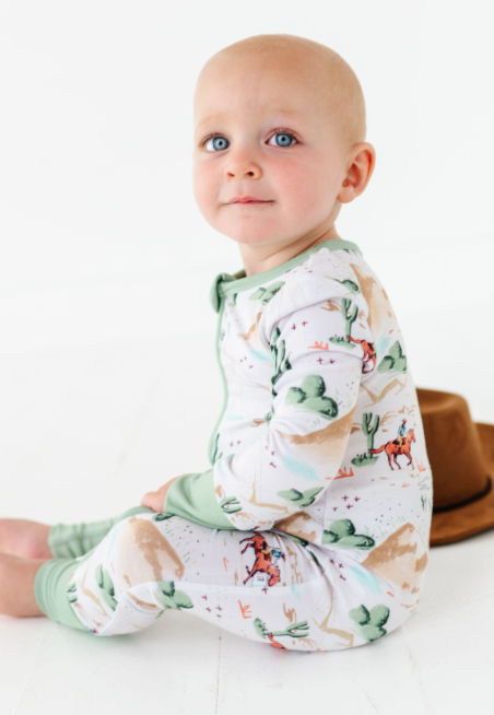 Billy Western Zip Romper on Baby Boy Model