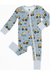 Construction site zip up bamboo baby pjs