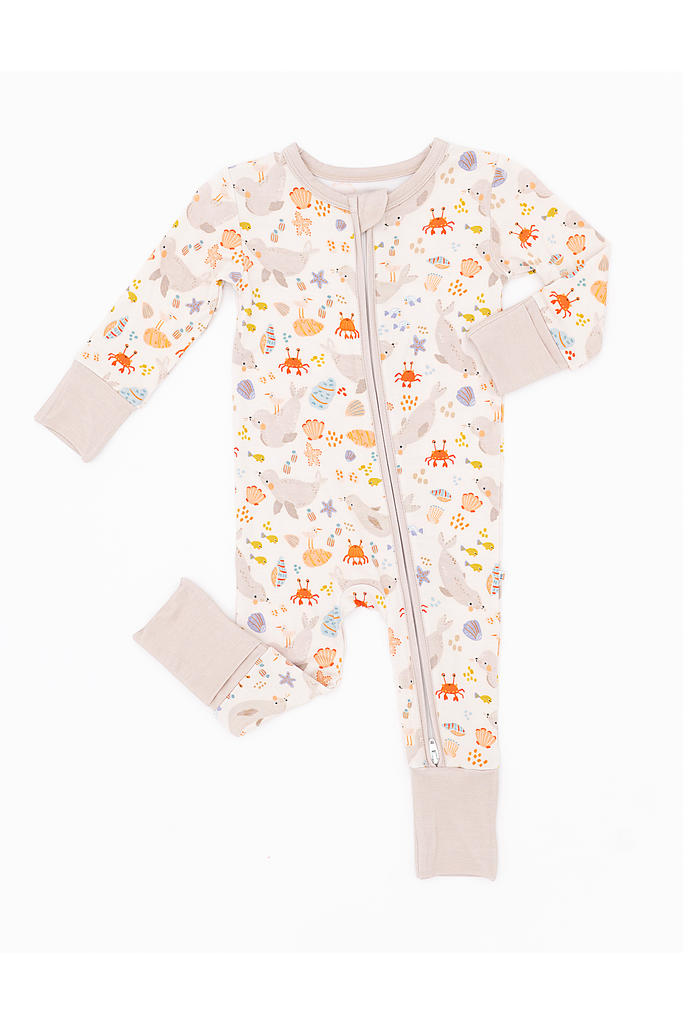 Sammie Seal Bamboo Zip Romper for Babies | Bird & Bean