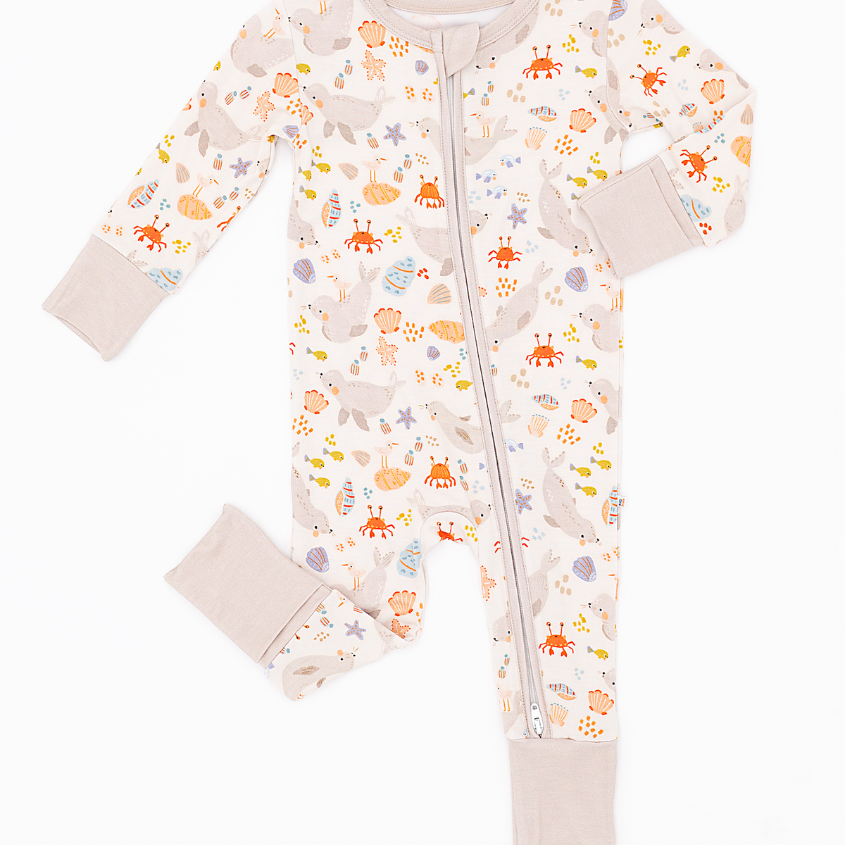 Sammie Seal Bamboo Zip Romper for Babies | Bird & Bean
