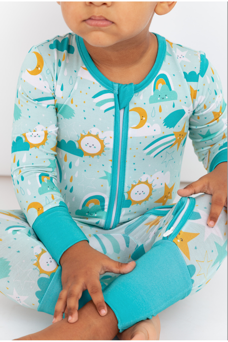 Bamboo One Piece Zip Pajama - Astro