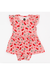 Pink baby flutter sleeve rromper with cherry pattern on a white background | Bird and Bean Kids