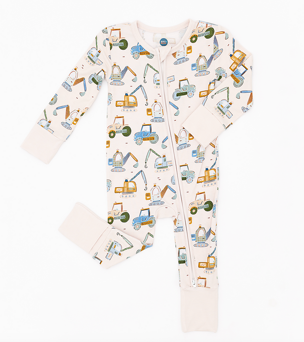 Bamboo One Piece Zip Pajama -Little Builder
