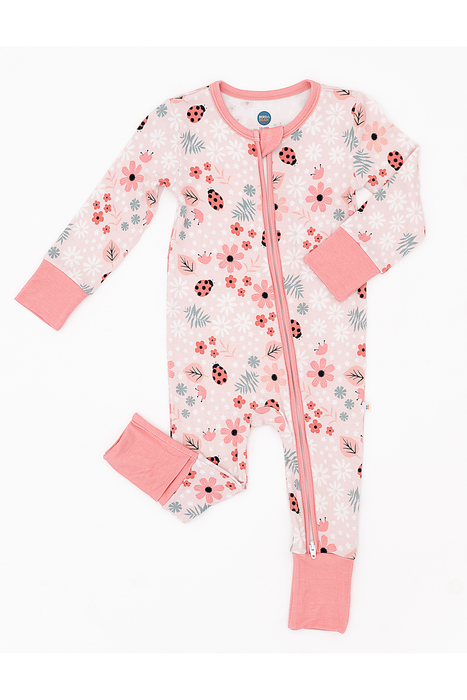 Bamboo One Piece Zip Pajama -Garden