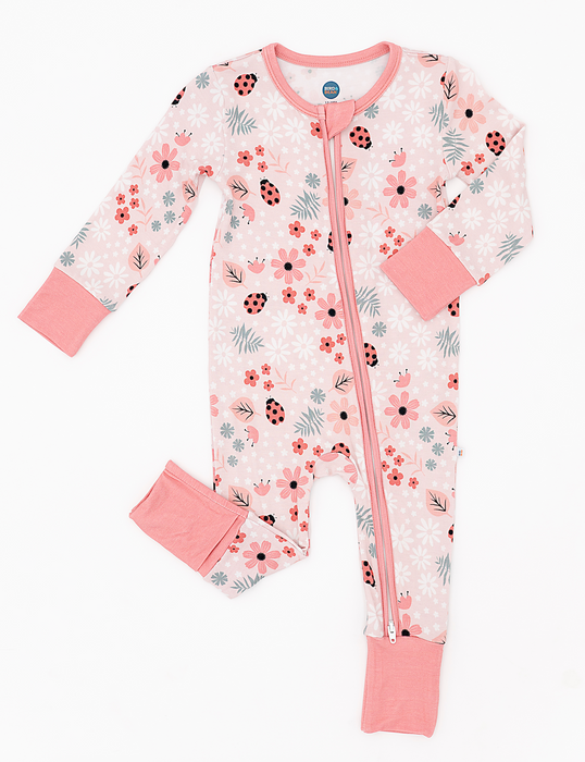 Bamboo One Piece Zip Pajama -Garden