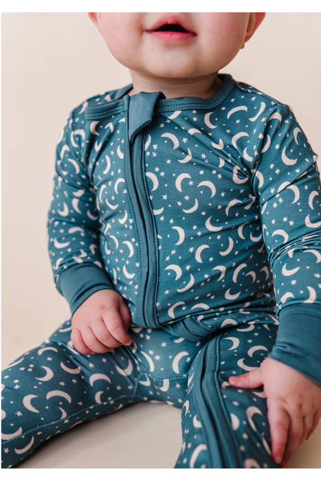 Bamboo One Piece Zip Pajama -Love You To The Moon