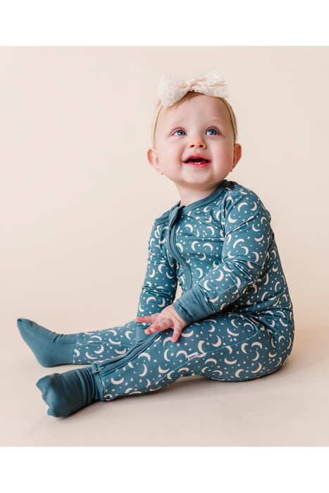 Bamboo One Piece Zip Pajama -Love You To The Moon