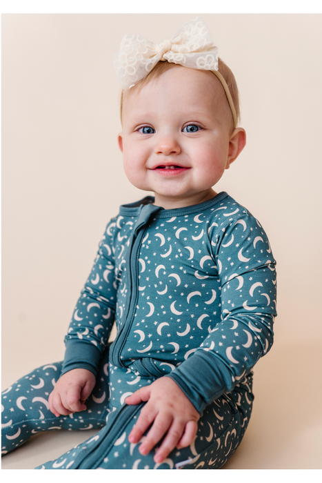 Bamboo One Piece Zip Pajama -Love You To The Moon
