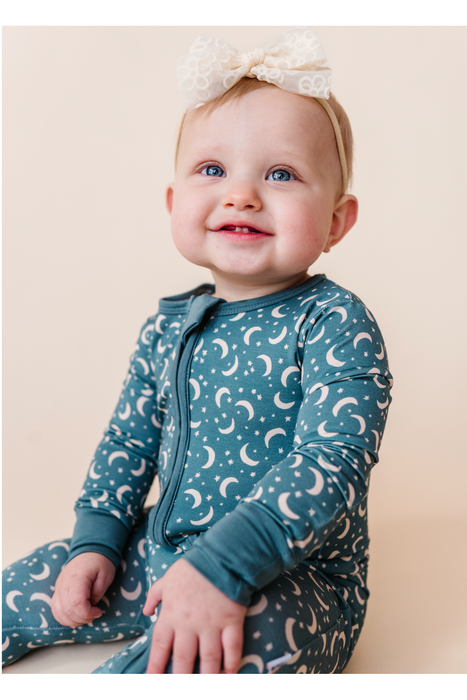 Bamboo One Piece Zip Pajama -Love You To The Moon