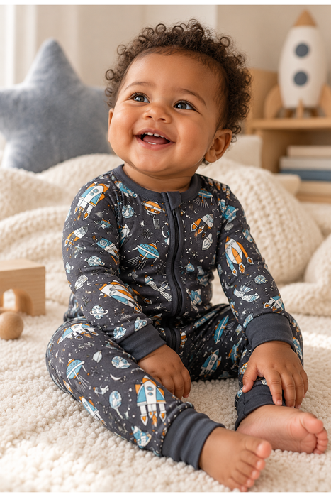 Bamboo One Piece Zip Pajama - Orbit