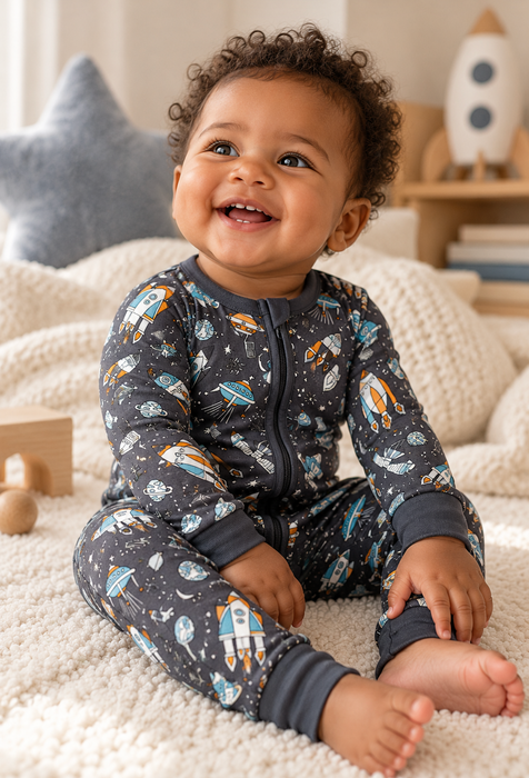 Bamboo One Piece Zip Pajama - Orbit
