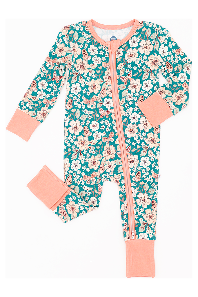 Bamboo One Piece Zip Pajama - Juniper