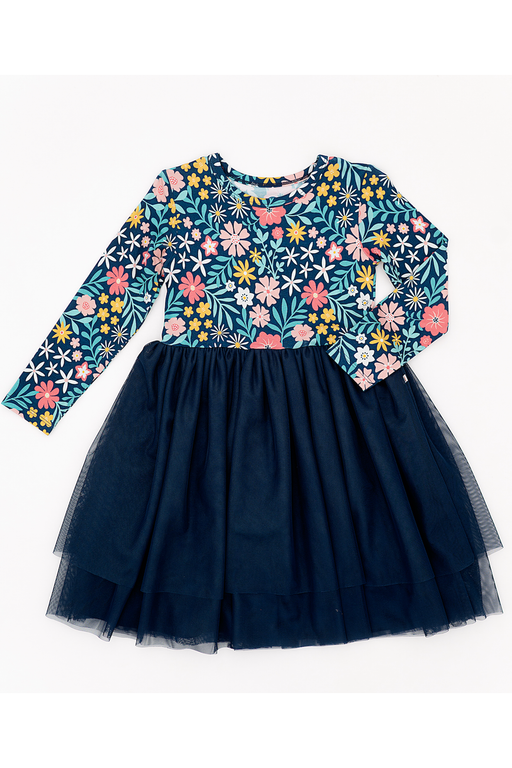 Bamboo Tulle Dress - Maren - Navy Floral Skirt _ Bird and Bean