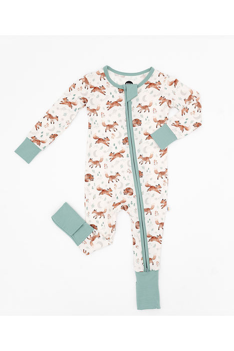 Bamboo One Piece Zip Pajama -Moonlit Fox