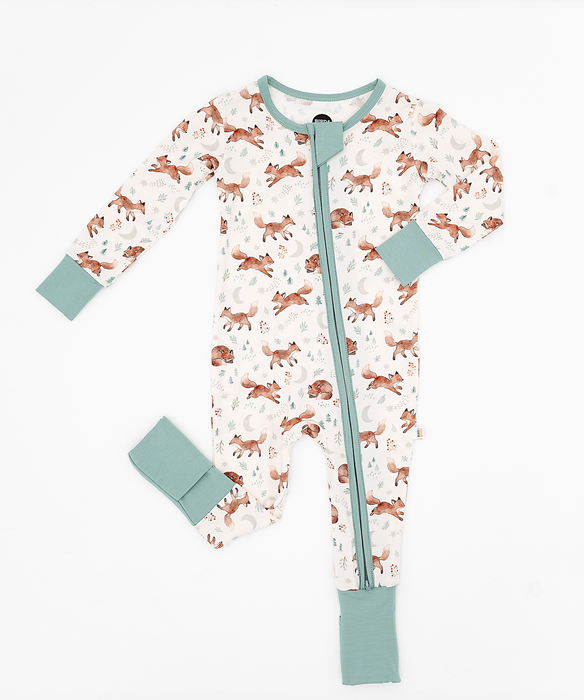Bamboo One Piece Zip Pajama -Moonlit Fox