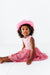Sitting Girl Model in pink cowboy hat wearing Dixie Cowboy Western Pink Tank bamboo dress with tulle skirt