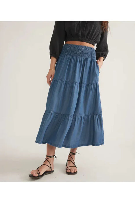Corinne Chambray Maxi Skirt - Medium Wash